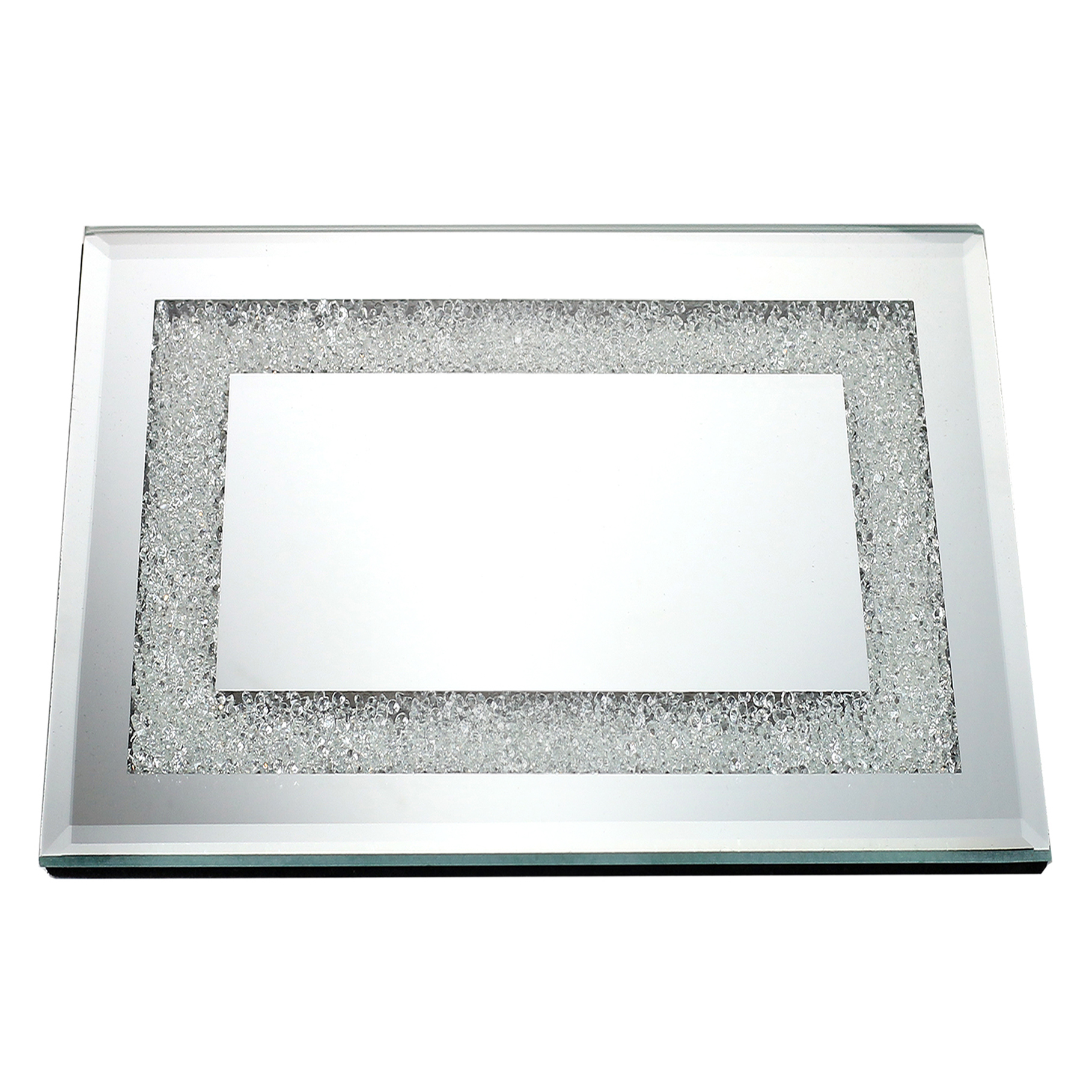 Mirror Tray With Diamonds 9.8x8"