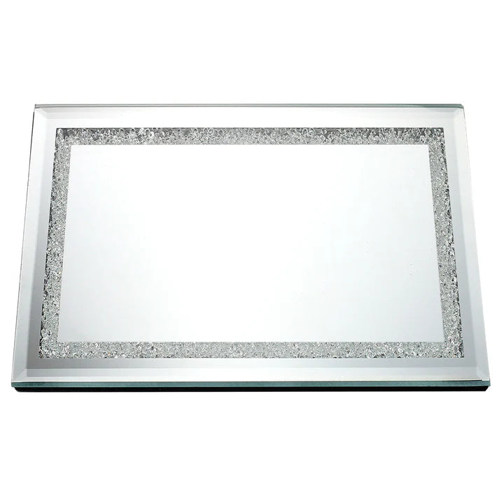 Mirror Tray With Diamonds 20x16"