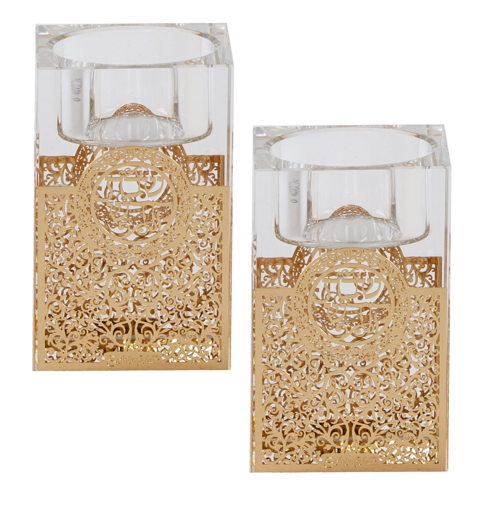 Crystal And Gold Tealight Candle Holder 3"H X 2"W