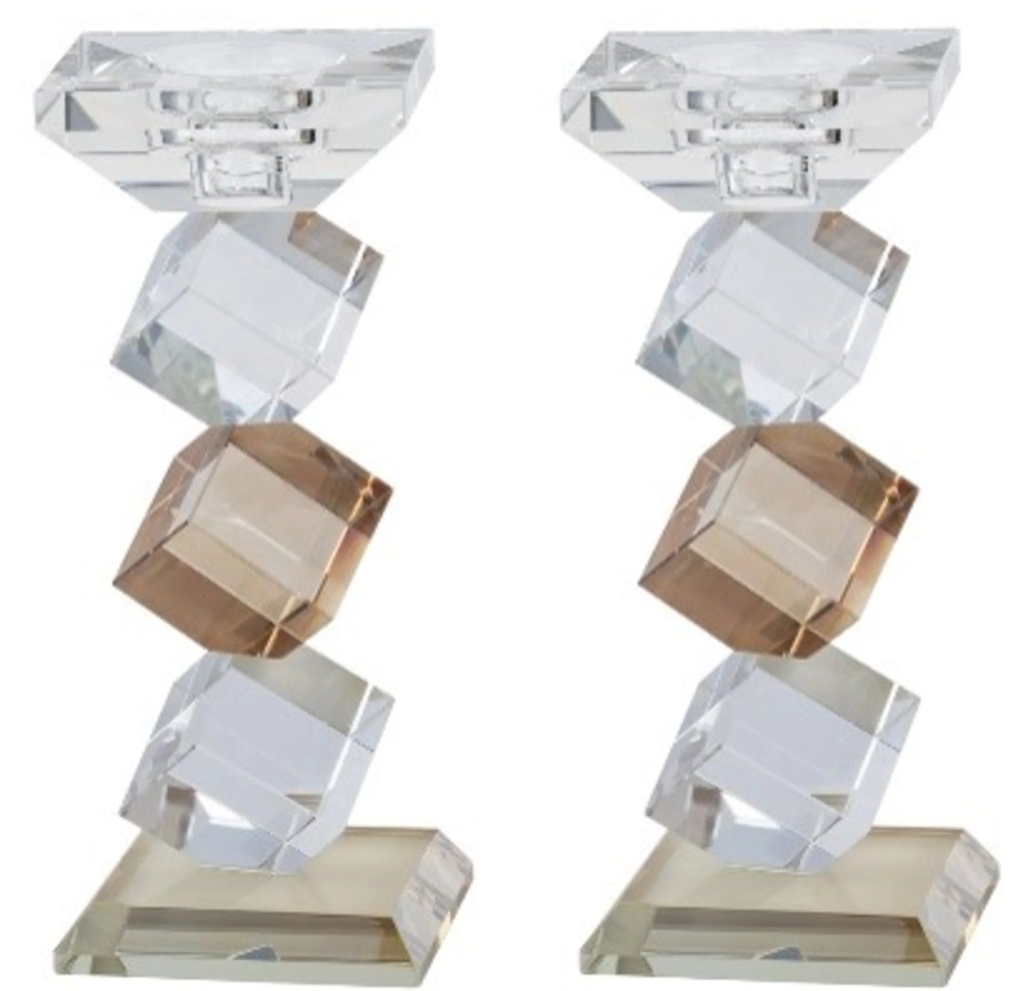 Set of 2 Crystal Candlesticks and/or Tealight Holders 7.5"H