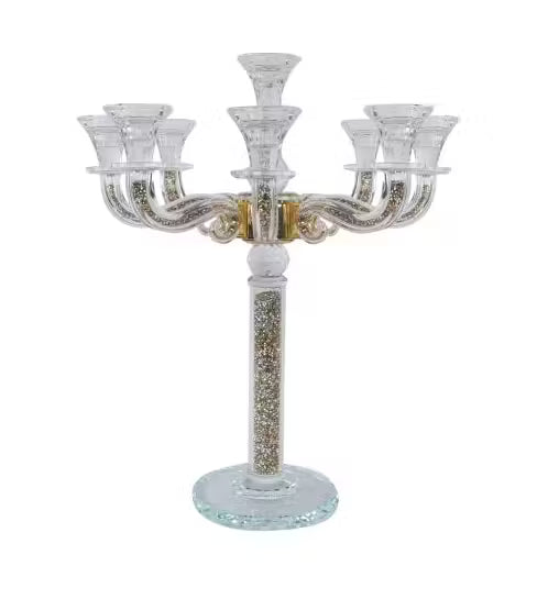 Crystal Candelabra 9 Branch Gold Crystal Filing 18.5"H