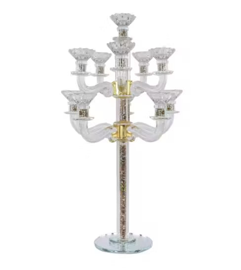 Crystal Candelabra 11 Branch Gold Crystal Filing 24"H