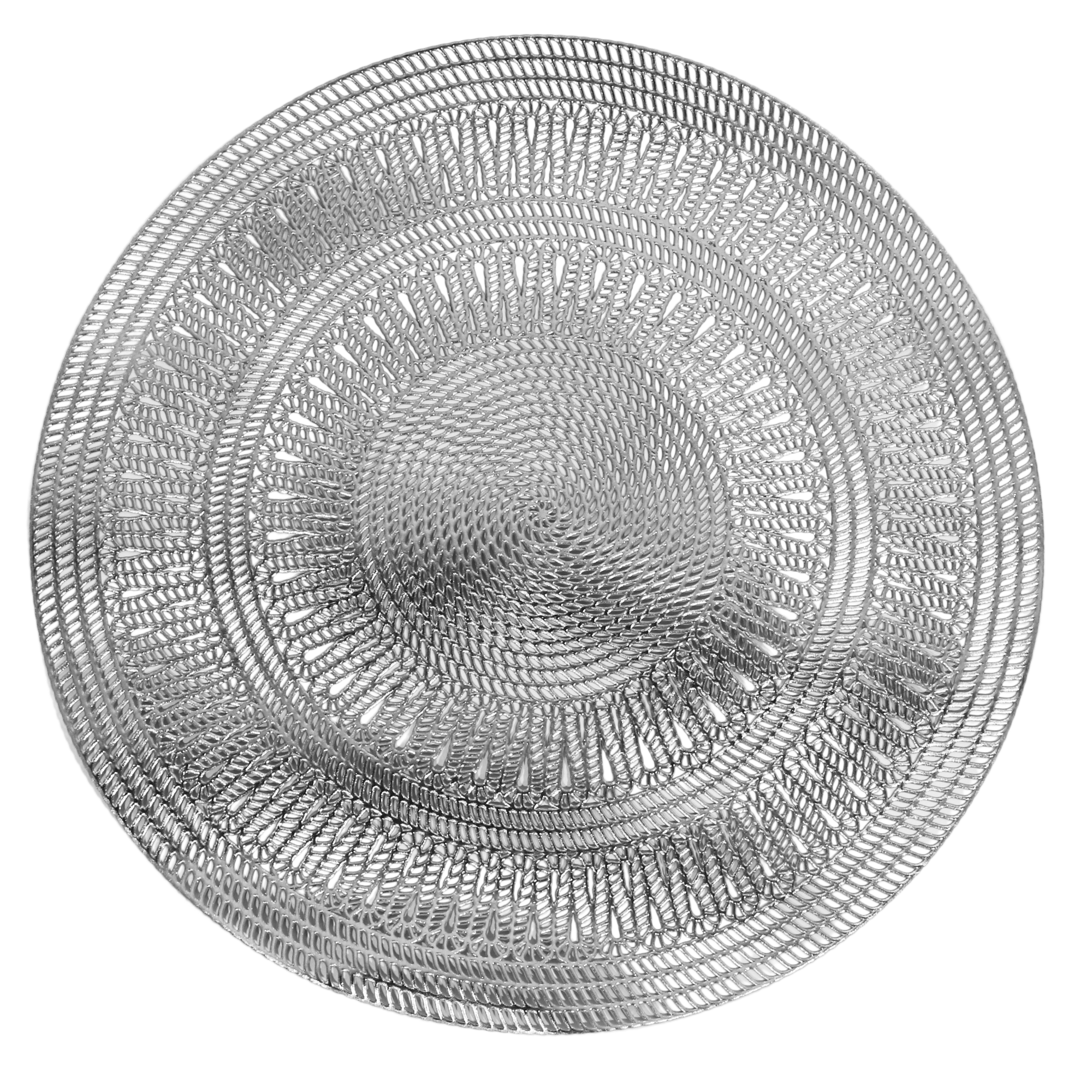 Leather Look Placemats Silver Traditional Laser cut 15" (12pcs)