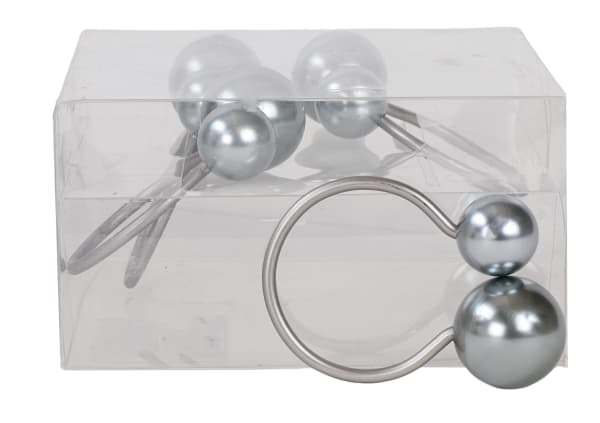 Silver Gray Pearls Napkin Ring Set