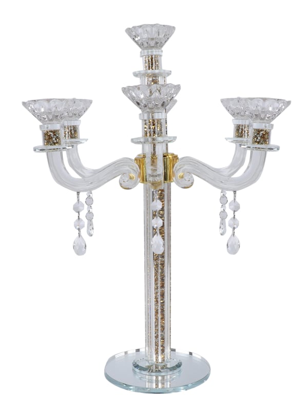 Crystal Candelabra 7 Branch Gold Crystal Filing 16"H