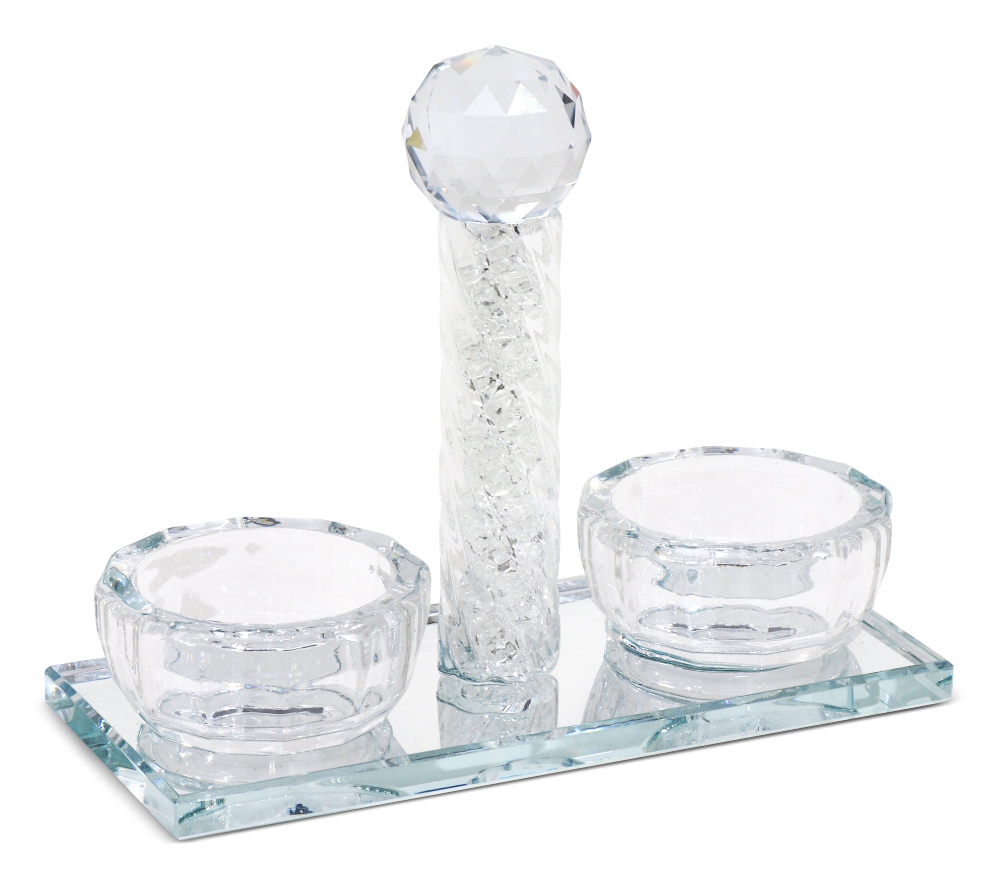 Crystal Salt Holder - Siwrls White Filling 5.5"