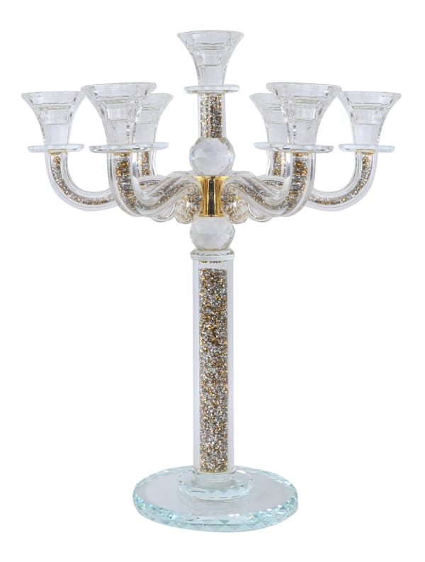 Crystal Candelabra 7 Branch Gold Crystal Filing 16.5"H