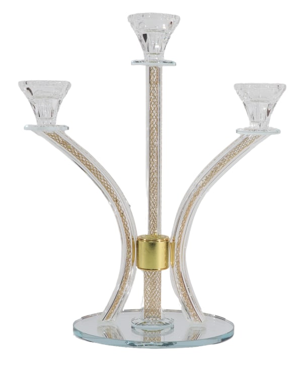 Crystal Candelabra 3 Branch Gold Filling