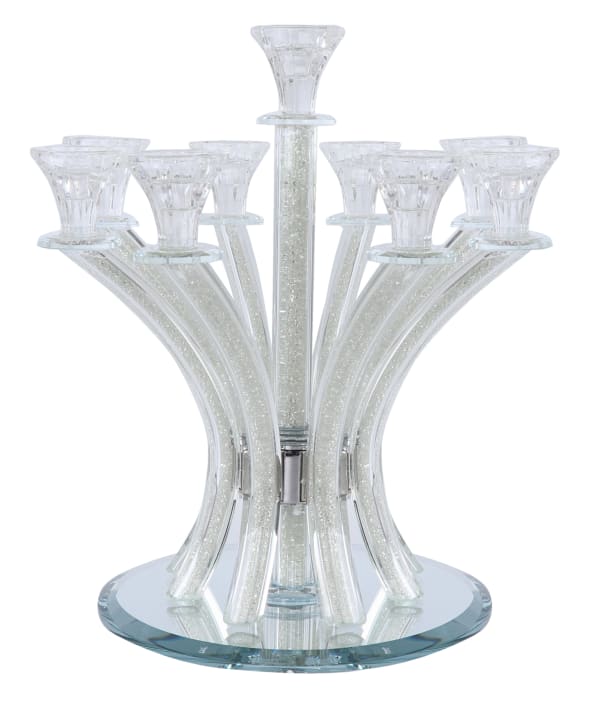 Crystal Candelabra 9 Branch Flower Shape Clear Filling