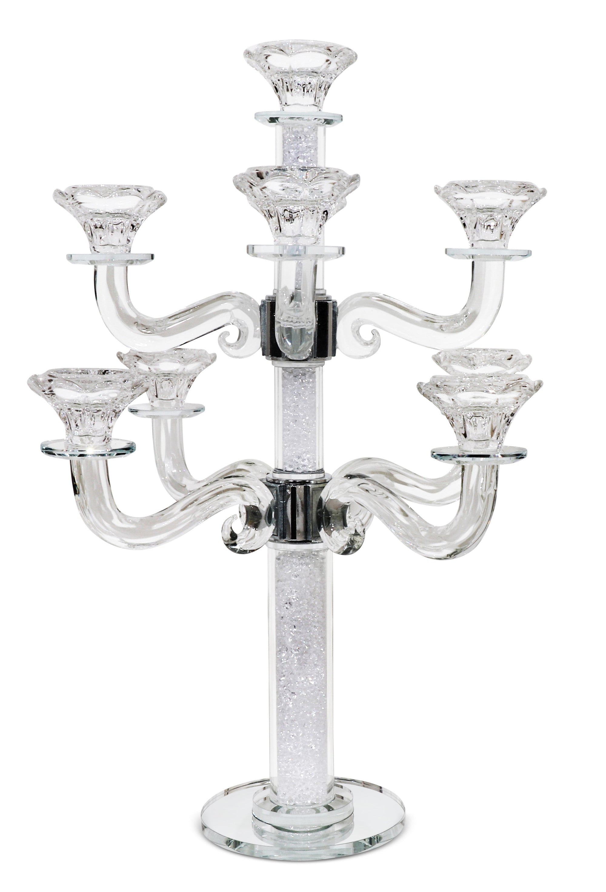 Crystal Candelabra 9 Branch White Filling Hanging Crystals 18"